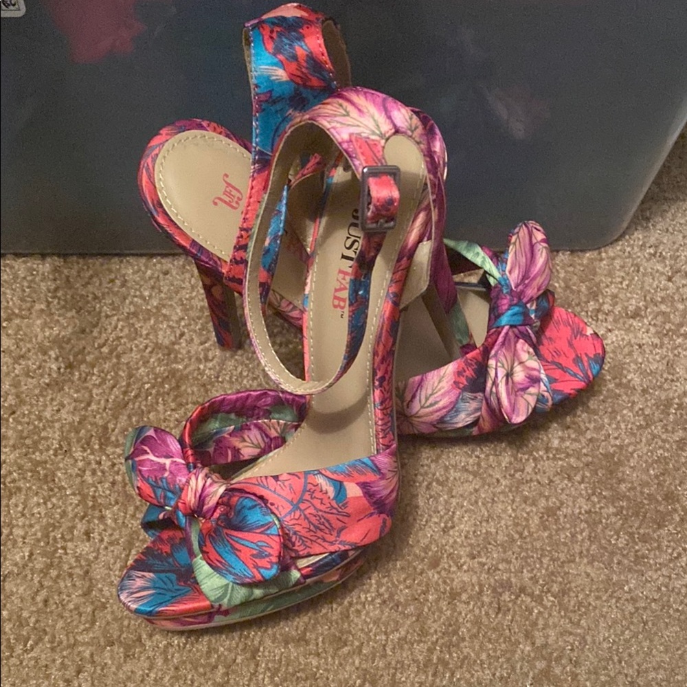 JustFab Multicolor Floral Heels